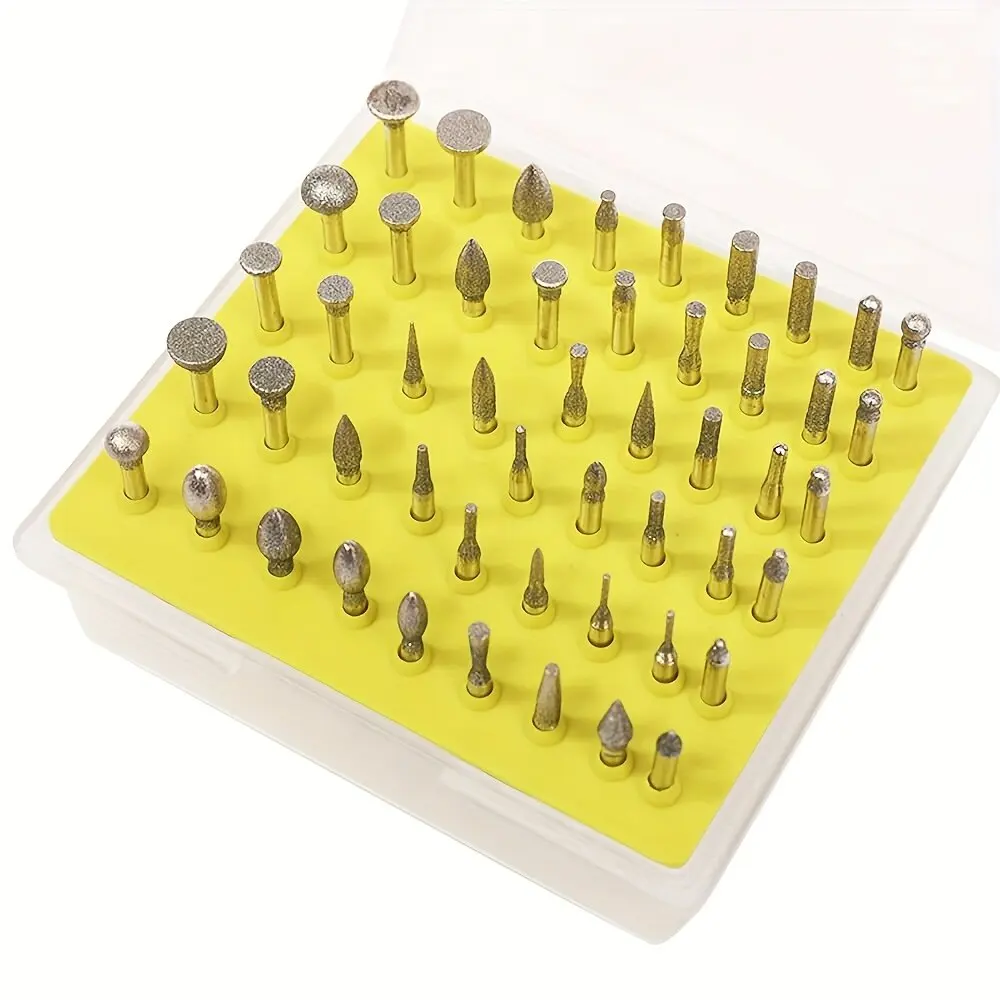 

50pcs Diamond Burr Set, Rotary Tool Accessories for Jade, Jewelry, Glass, Ceramic & Stone Polishing