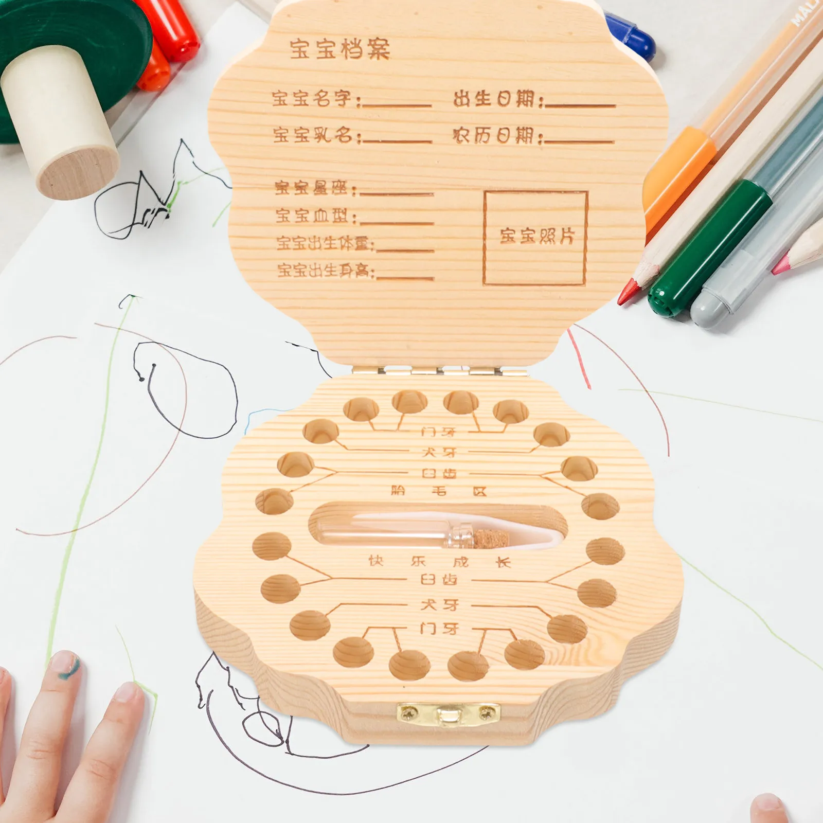 

1 комплект, коробка для детских потерянных зубов, деревянный держатель для хранения лиственных зубов, детский держатель для зубов, узор дракона, подарок для детского душа