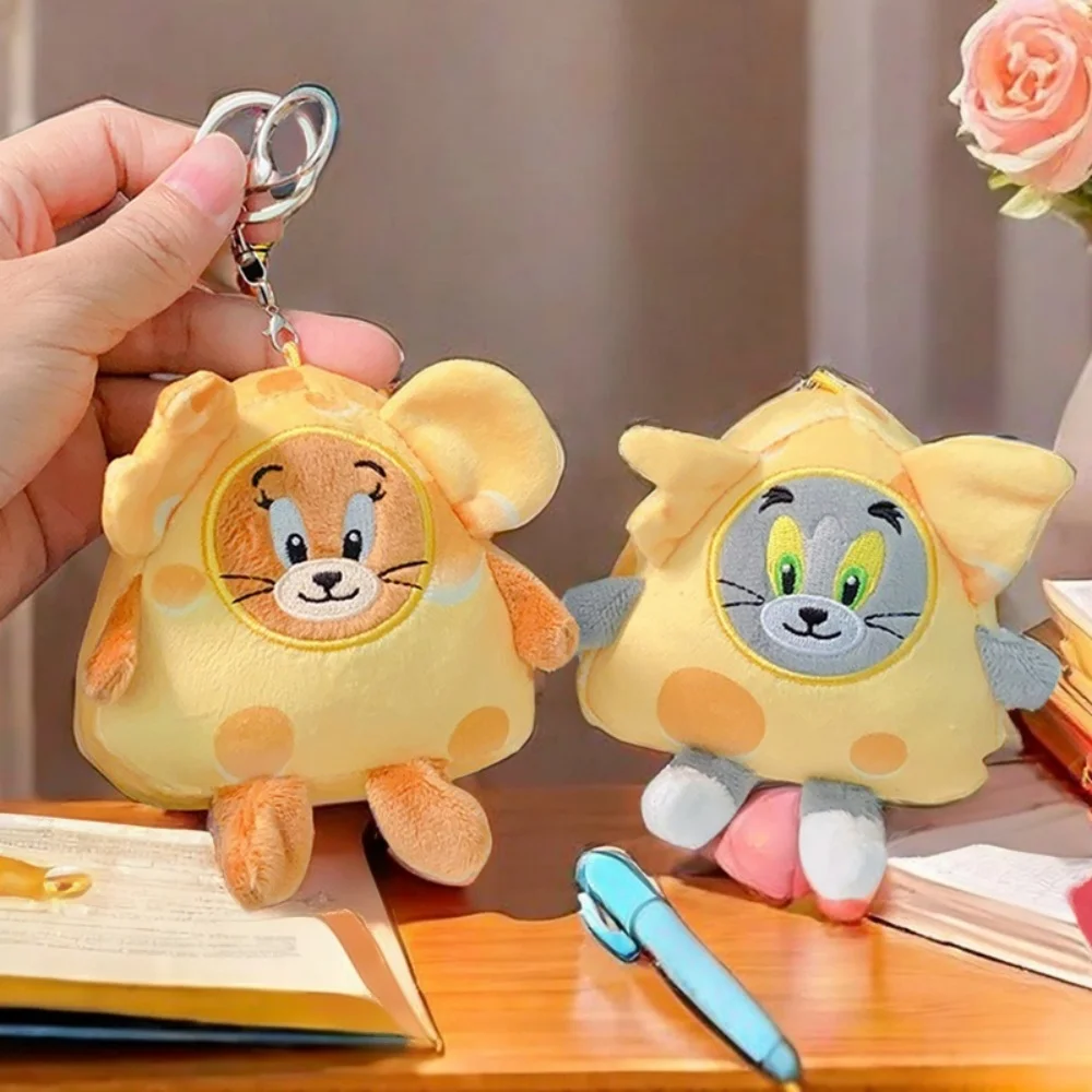 本物のトムとジェリーぬいぐるみ三角形チーズ人形かわいい女性のバックパック漫画装飾人形おもちゃギフトクラスメートのため