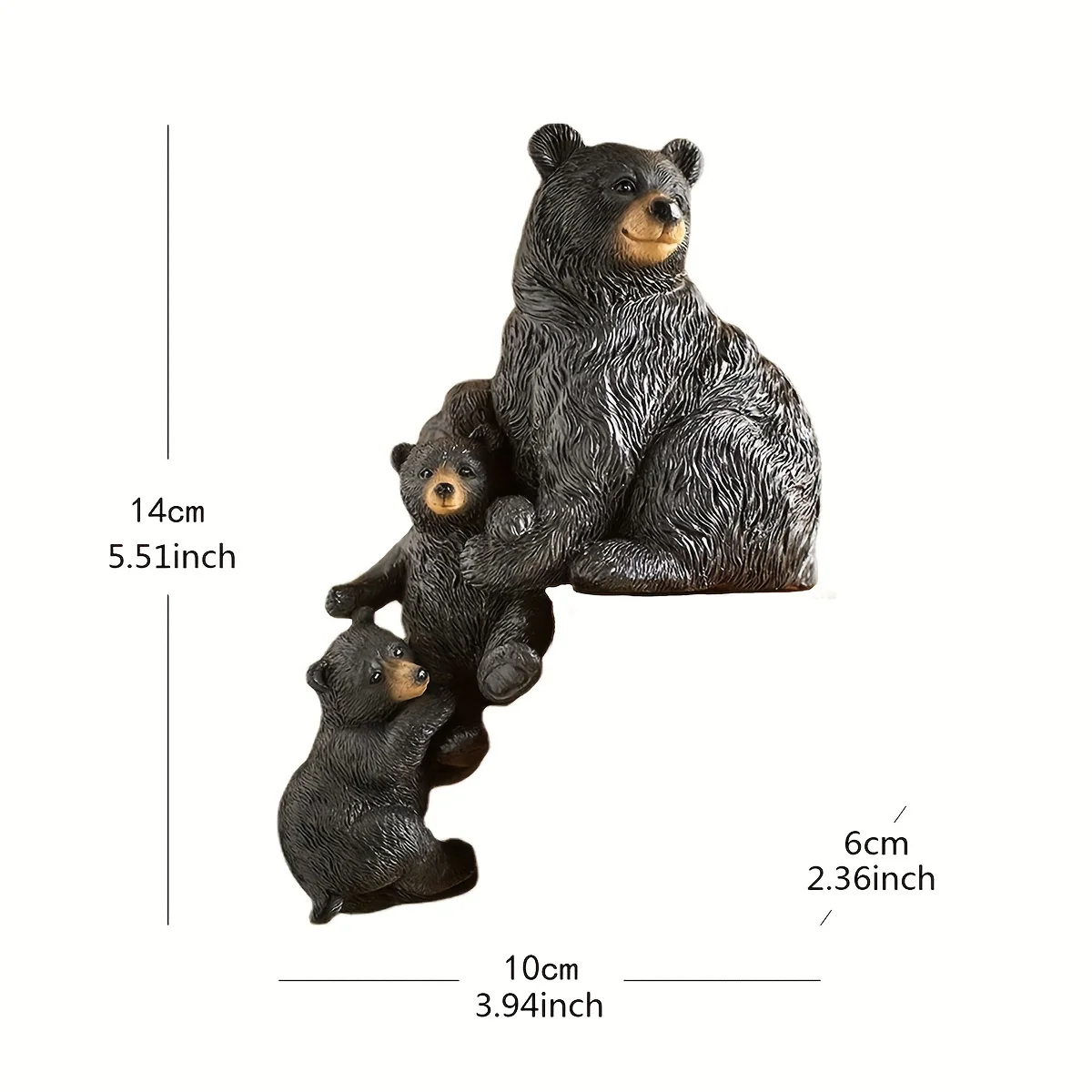 Mother and Son Black Bear Resin Ornament New Cute Figurine Indoor Craft Decoration