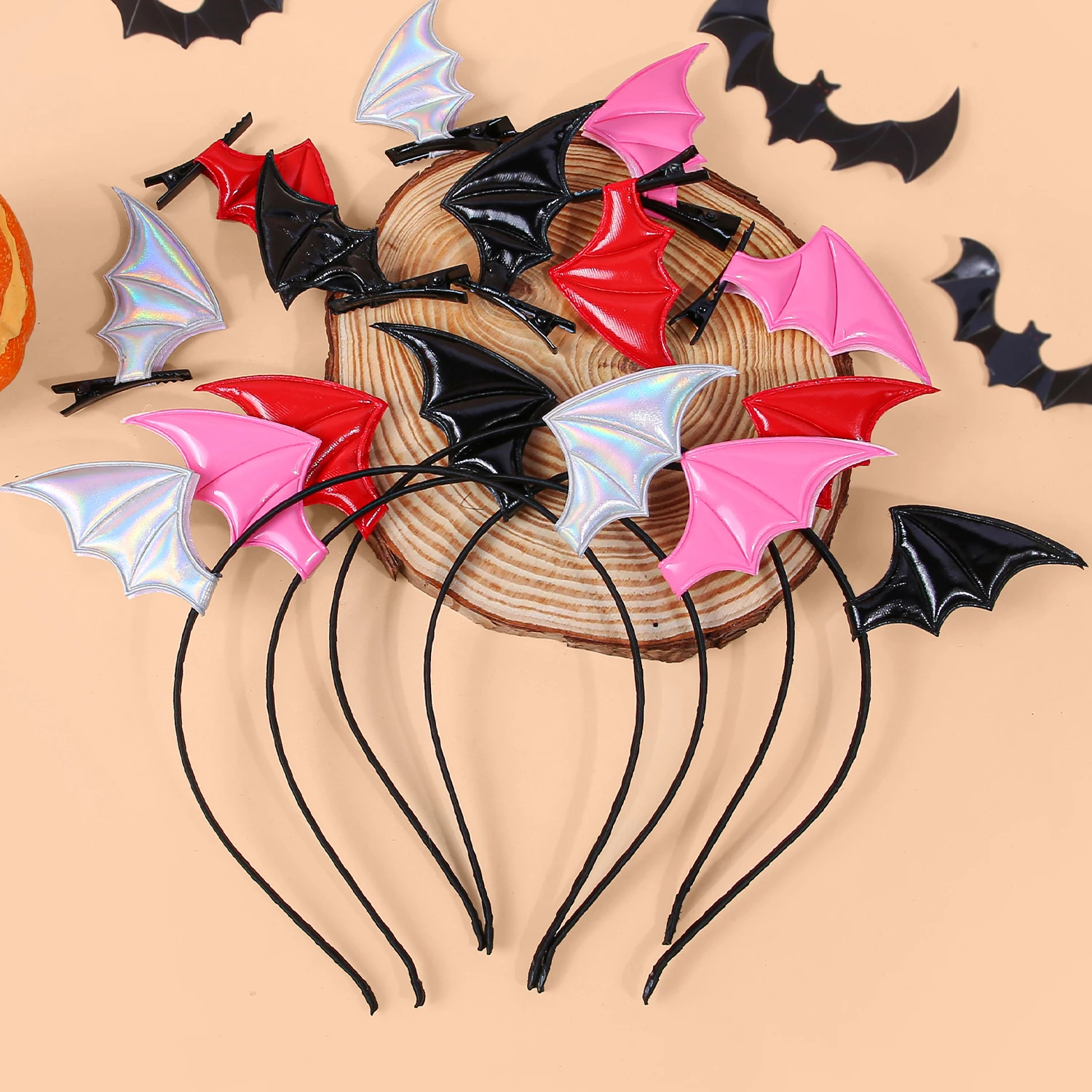 3/12 Uds. Diademas de Halloween, pinzas para el pelo de calabaza y diablo, diadema con alas para fiesta y Festival para niñas, conjunto de accesorios para el cabello para niños