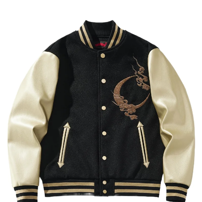 Fashion High Street Oversized Hip Hop Jacket With Kylin Embroidery Streetwear Harajuku Varsity Baseball Coat Outerwear