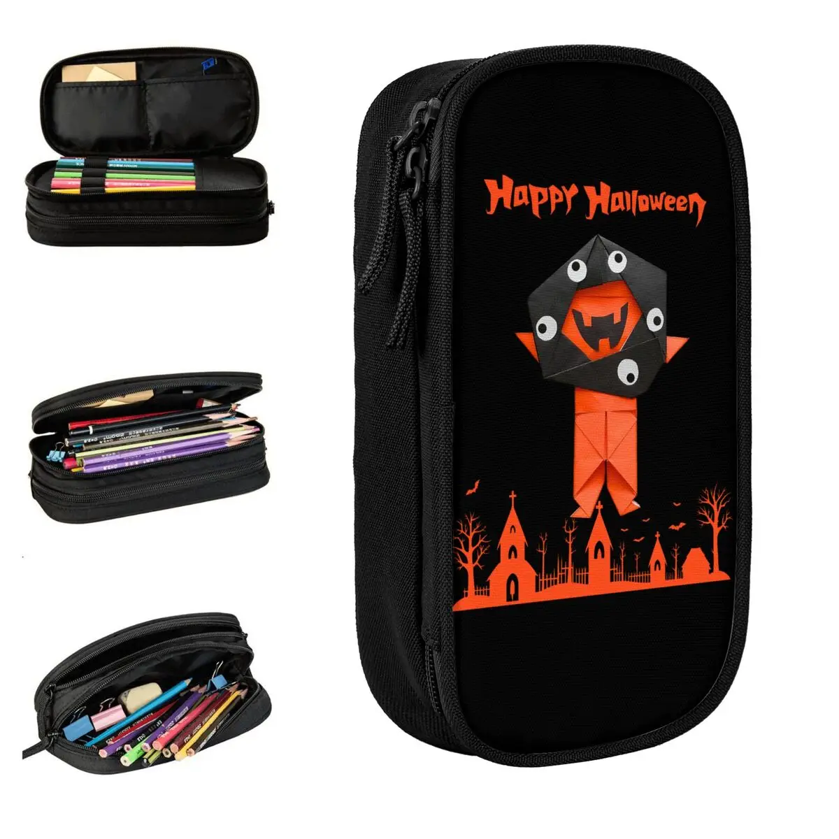 

Myaky Myaku, вырезка из бумаги, пенал Happy Halloween для девочек и мальчиков, эстетический карандаш, школьные пеналы, органайзер для канцелярских принадлежностей