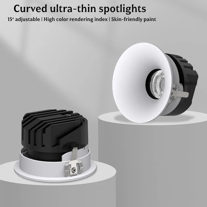 

Встроенный ультратонкий дугообразный потолочный светильник с антибликовым покрытием для гостиных, отелей и вилл Современная простота 110 В/220 В 10 Вт12 Вт