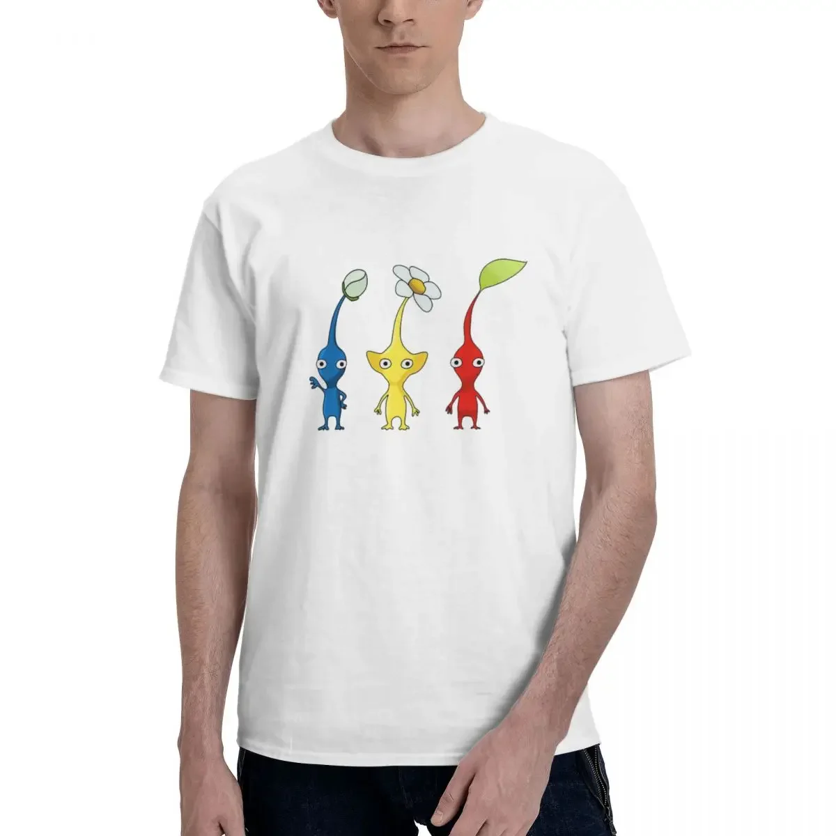 Blue, Yellow And Red Pikmin Sticker Set 100% Cotton T-shirt Men Fashion T Shirts Men crew Neck Short Sleeve S-6XL