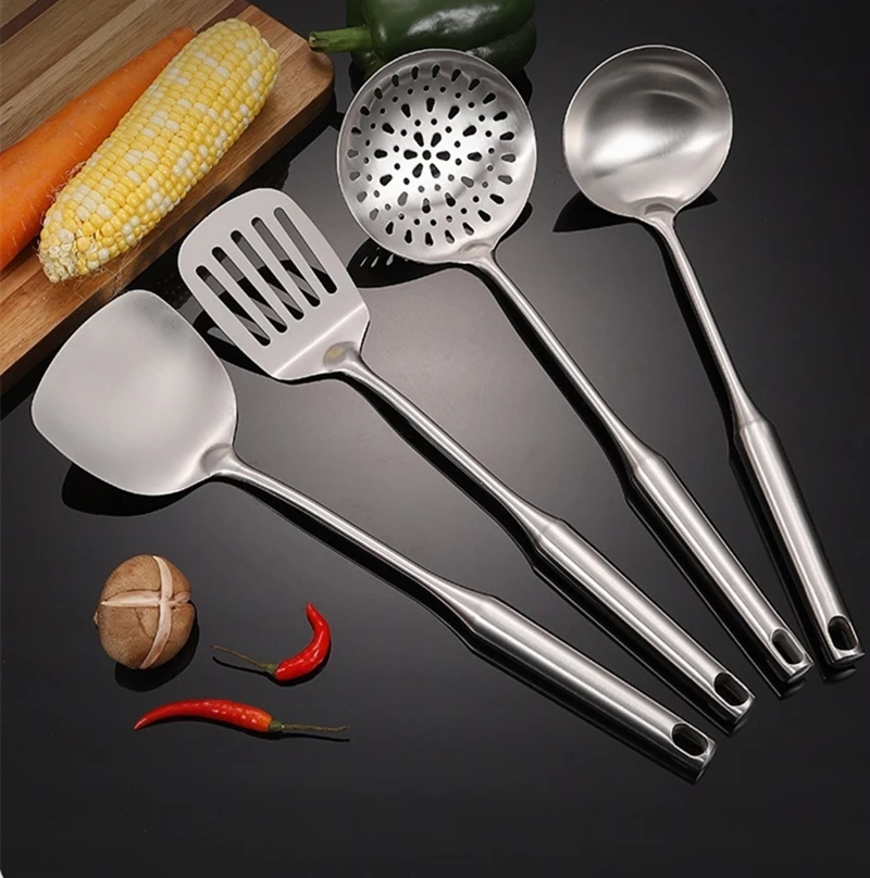 Hollow Long Handle Stainless Steel Spatula Heat Insulation Soup Spoon Colander Food Shovel Kitchen Accessories Cooking Tool Set