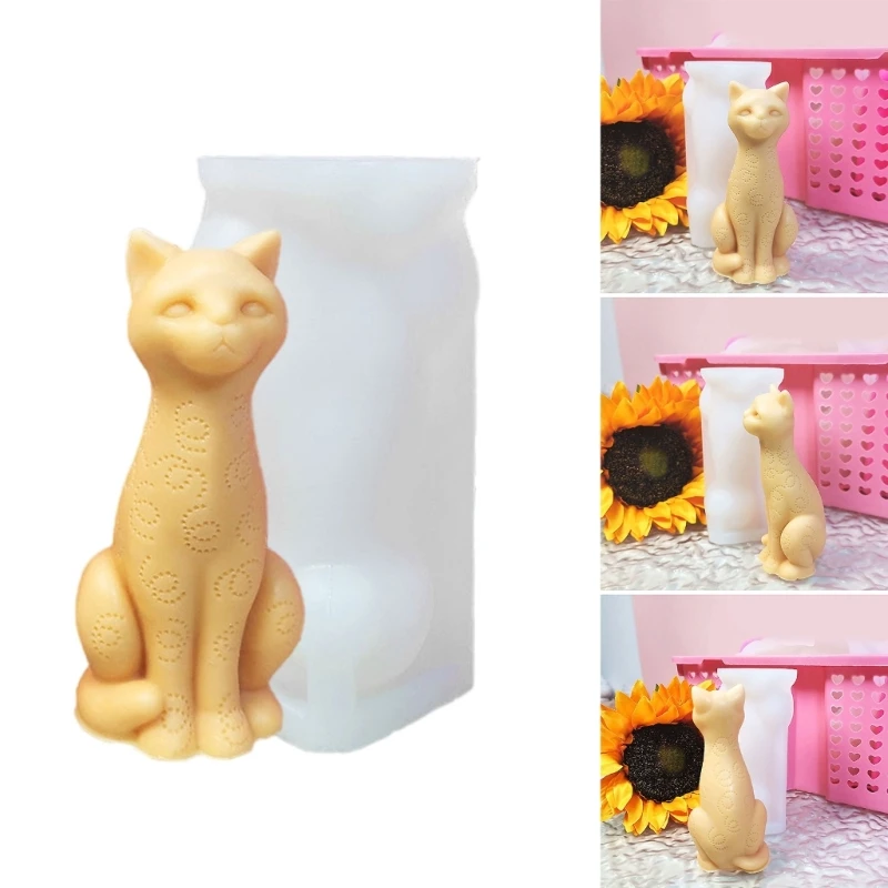 Practical Sturdy Silicone Mold Accessory for Crafting Supplies Lovely 3D Cats Figurines In Resin and Gypsum Materials