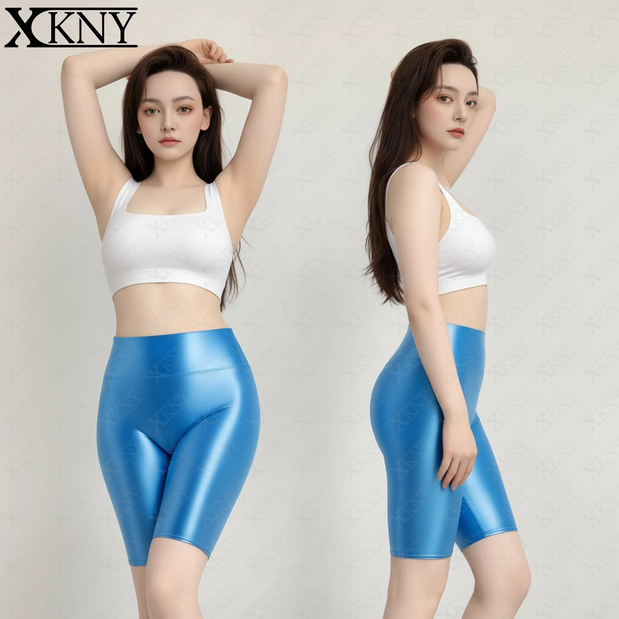 

XClocKNYoung Satin Glossy pants High Waist Sport Women Fitness Shiny Yoga shorts Tights shorts High Elastic glossy shorts
