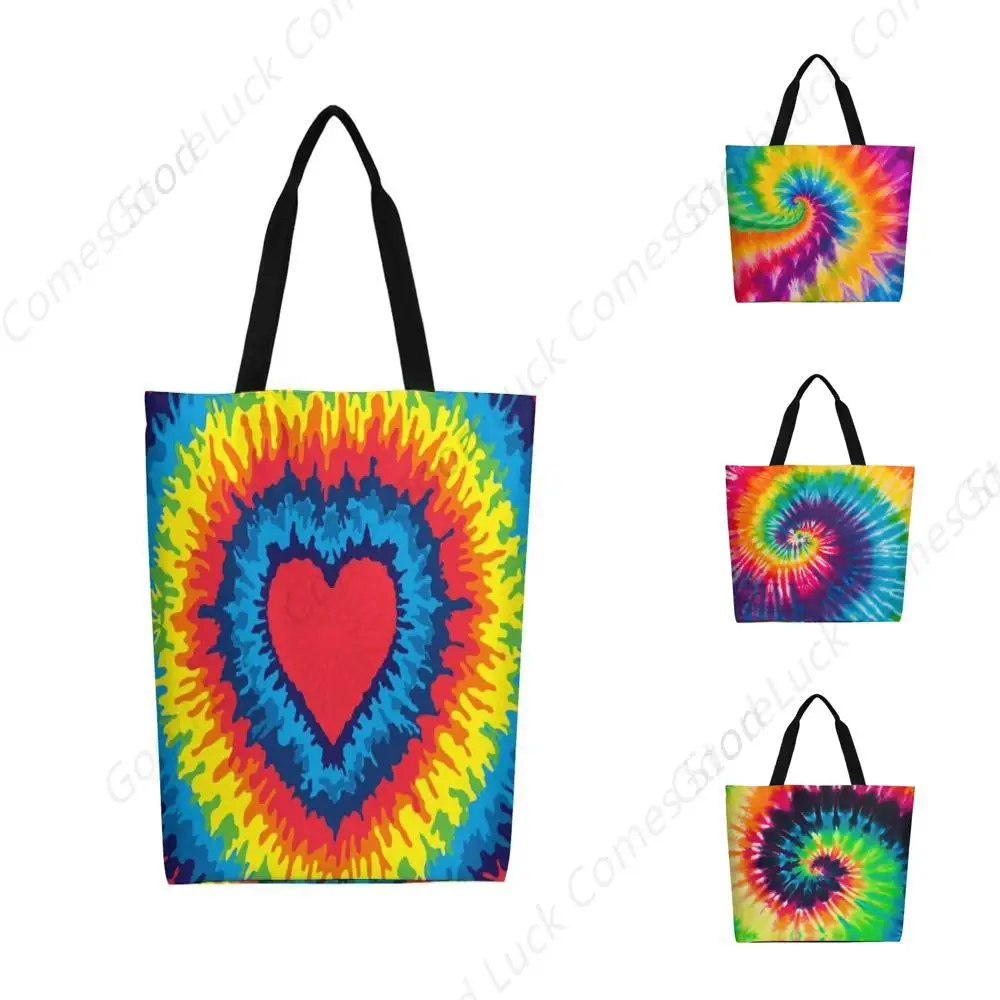 

Холщовая большая сумка с принтом в виде сердца, большая женская повседневная сумка на плечо, многоразовая пляжная сумка для покупок, продуктовая сумка для улицы