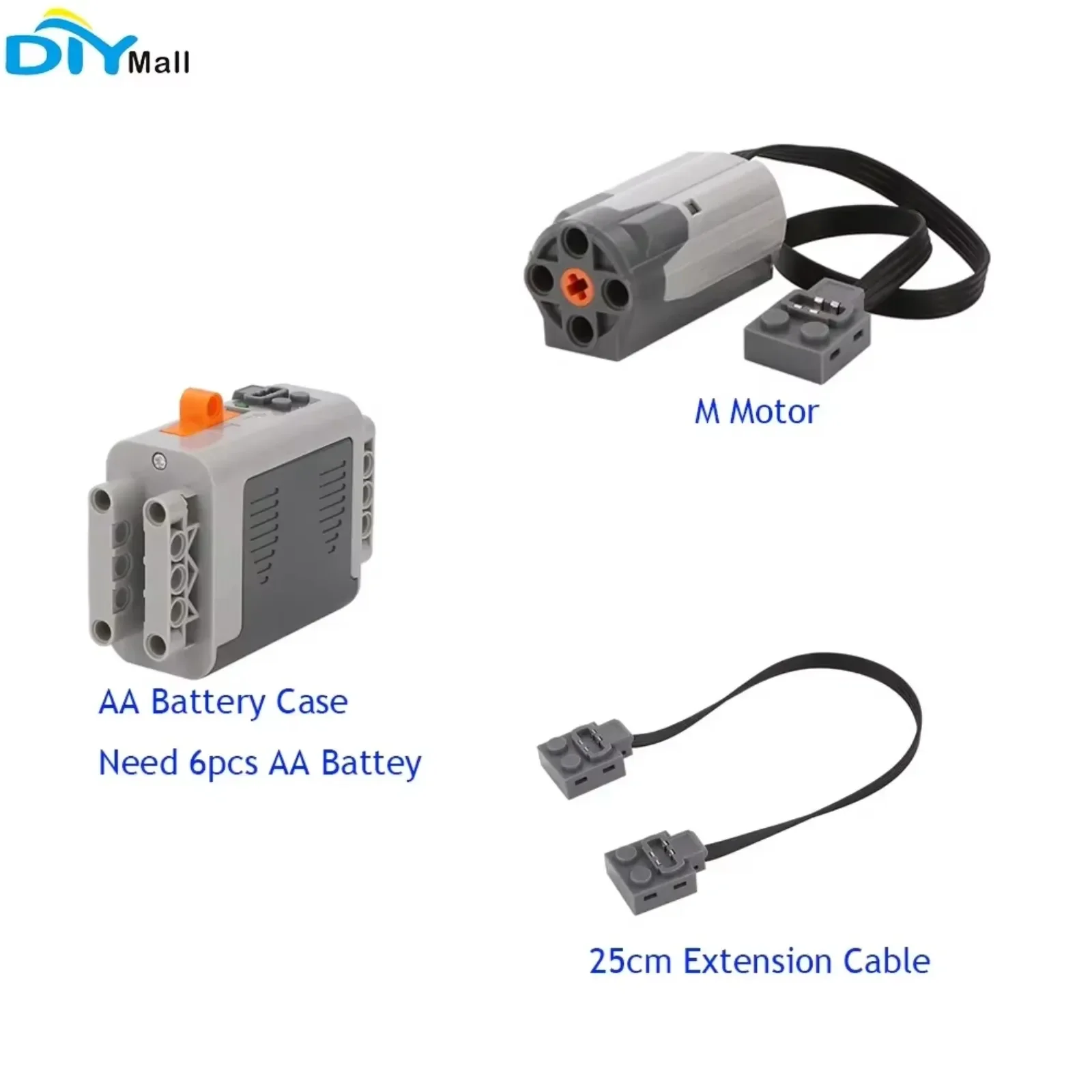 Technical Parts MOC Power Functions Compatible with legoed AA Battery Case 8881 M Motor 8883 Extension Wire 25cm 8886