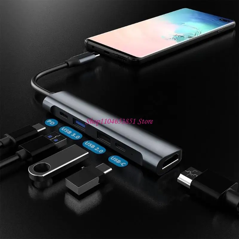 

Многофункциональные концентраторы USB C, 5 портов, выход HDTV, передача данных 5 Гбит/с для ноутбуков, выход Plug and Play HDTV