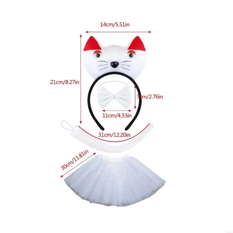 M68A Kids Cats Disfraces Conjuntos gatos Tars Diaderos Tail Bowtie Tutus Falda Cosplay Cosplay para fiesta Navidad