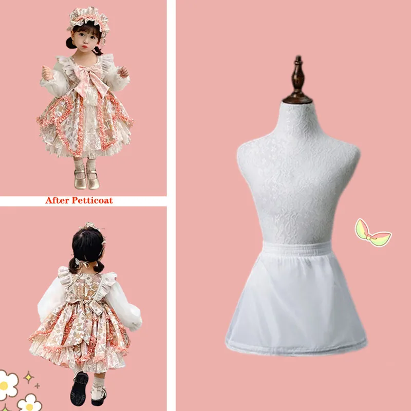 Lolita Ballet Flower Girls Petticoat Underskirt Cosplay Party Short Dress Jupon Enfant Tutu Skirt Enaguas Sottogonna Mini