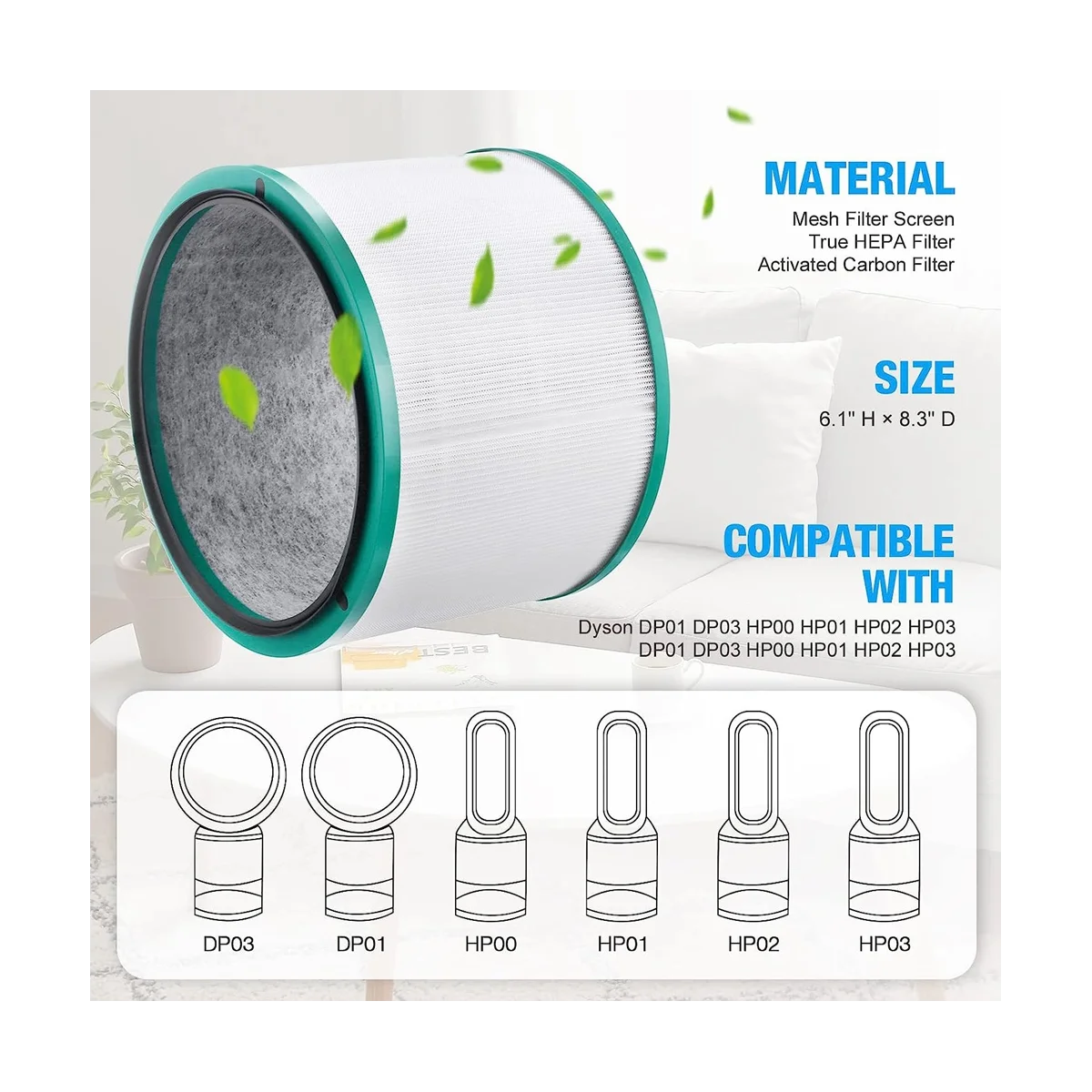純粋なクールリンクデスク用のHEPA交換フィルター,hp01,hp02,pure hot +,hp01,hp02,パーツ968125-03