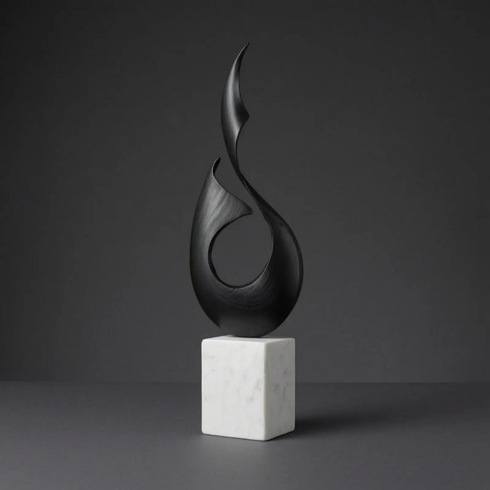 Minimalist Geometric Sculpture for Desk Shelf Decor Abstract Zinc Alloy Art Statue with Marble Base Contemporary Home Ornament