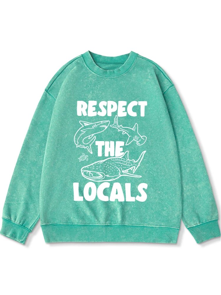 Respect The Locals Printing Woman Washed Distressed Hoody Casual Comfortable Sweatshirt Fashion Casual Cotton Autumn Warm Tops