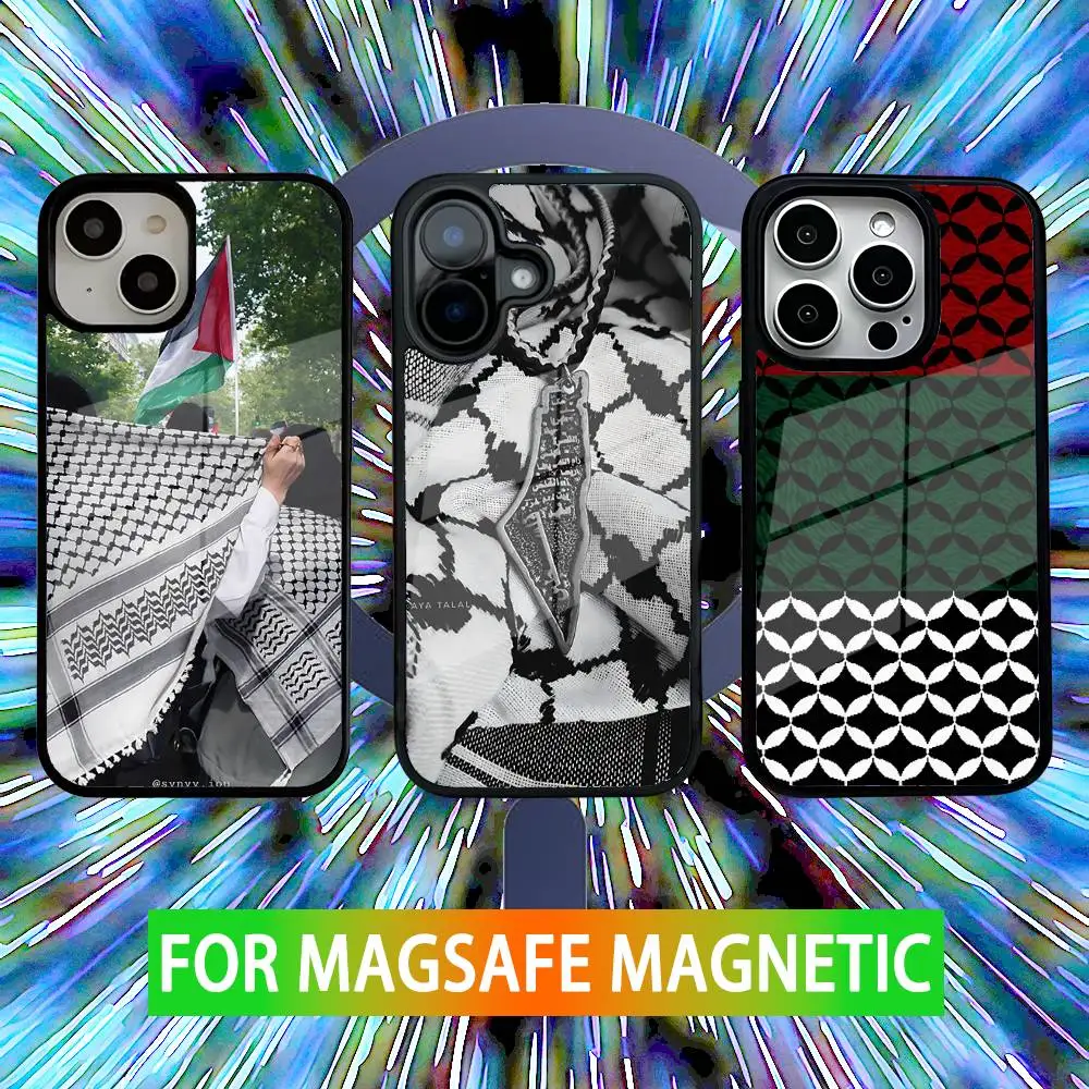 

Fashion Hattah Keffiyeh Phone Case For iPhone 16,15,14,13,12,11,Pro,Max,Plus,Mini,SE New Magsafe Magnetic Wireless Charging