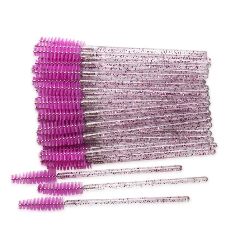 Peigne à cils jetable en cristal, brosse à cils, baguettes de Mascara, applicateur, pinceaux de maquillage pour Extension de cils, outils de maquillage, 50 pièces