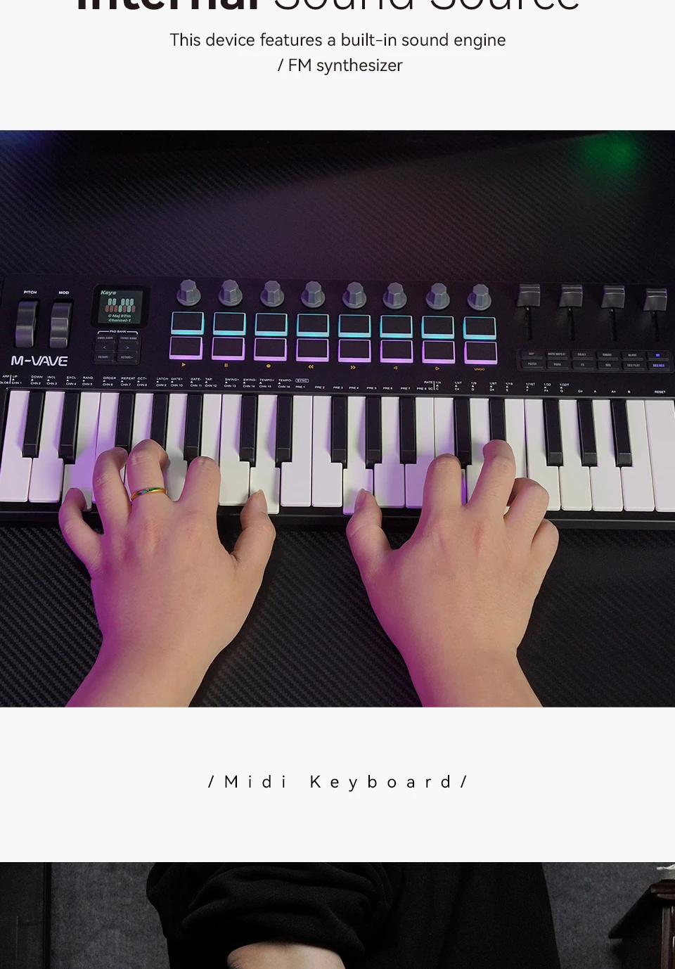 Available in Five Colors: Black and White, Pink, Black, White, and Red. M-VAVE SMK37PRO Professional MIDI Keyboard—37-Key Wireless Bluetooth Music Composition and Production Synthesizer