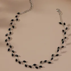 Fashion Korean Style Crystal Necklace Simple and Versatile Black Crystal Short Style Clavicle Chain Elegant Accessories Jewelry