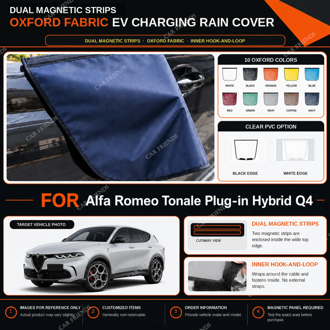 capa-de-protecao-para-porta-de-carregamento-de-veiculos-eletricos-em-tecido-oxford-para-alfa-romeo-tonale-hibrido-plug-in-q4-com-tiras-magneticas-duplas-e-repelente-a-Agua