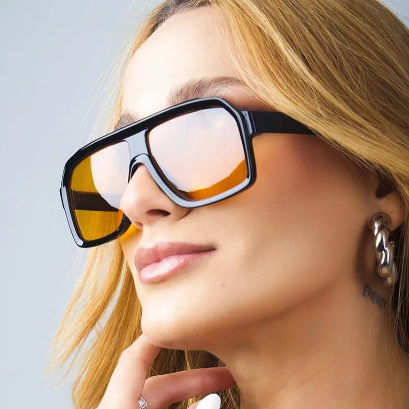 Vintage Big Square Sunglasses for Women Men Rectangle Sun Glasses Female Pilot Eyewear Sunglasses for Male Female Eyeglasses