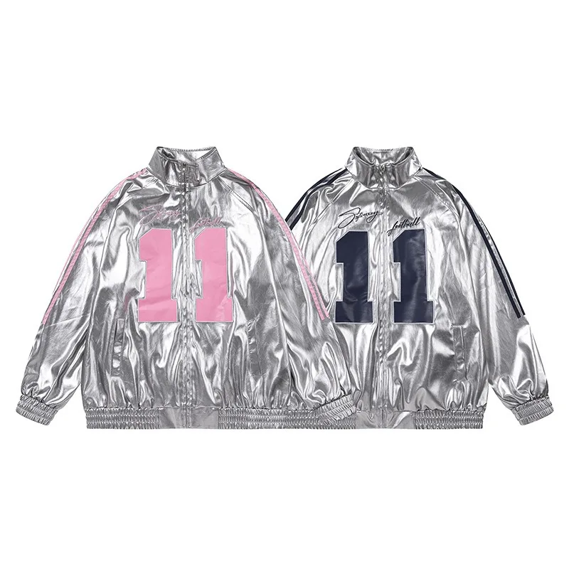 Embroidery Sliver Leather Jackets Women Spring Autumn PU Y2k Jacket Women Loose Varsity Jacket Men Baseball Coats Women Clothing