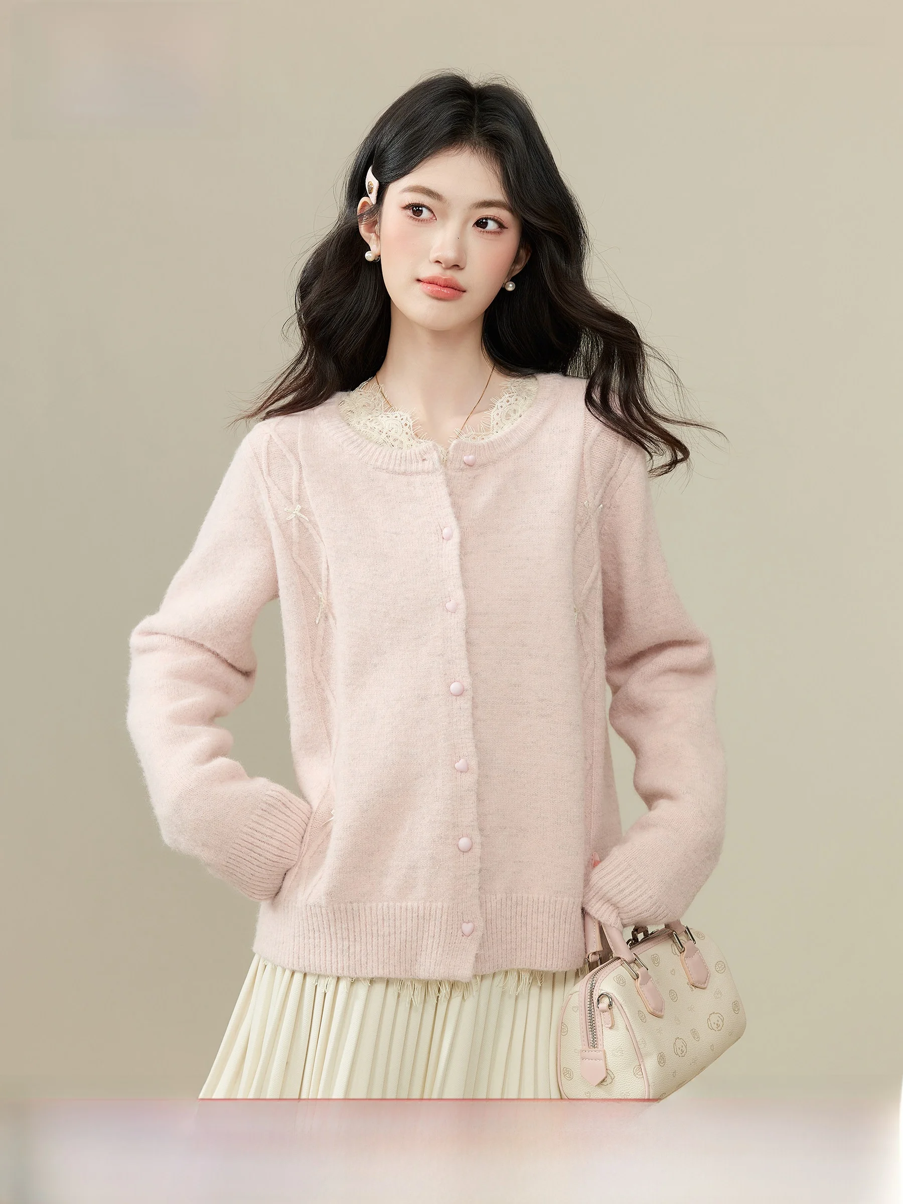 

Мягкий уютный вязаный кардиган для женщин, новинка весеннего сезона, в стиле Lazy Simple, нежный топ Lingjiu, розовый, пушистый, для дома и на каждый день