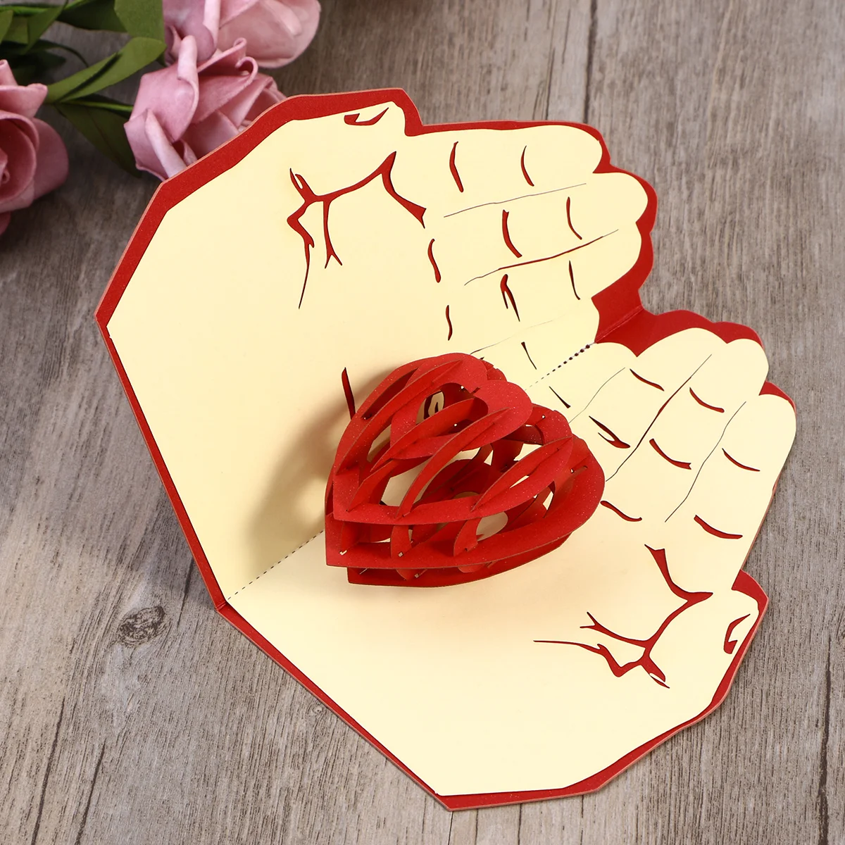 

3D-открытка из красной бумаги Киригами ручной работы на День матери, специальная открытка с пожеланиями любви для мамы, поздравление