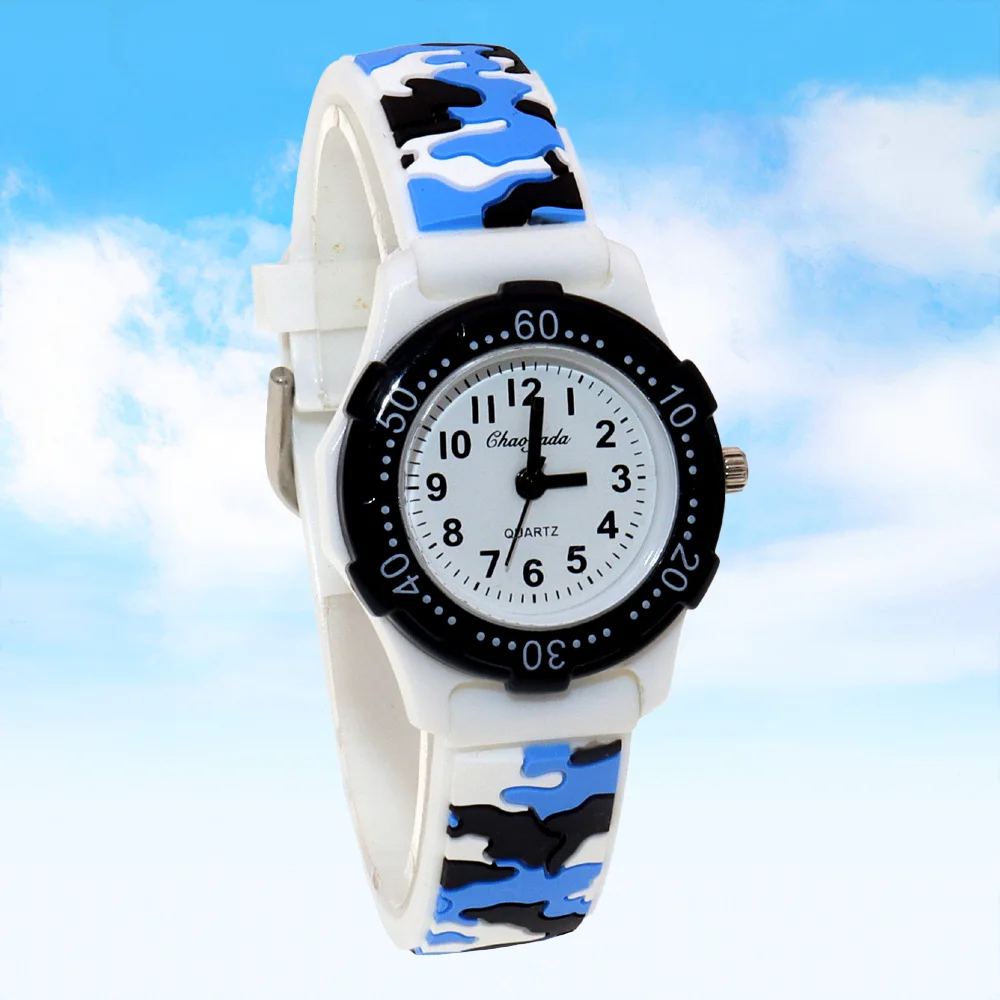 Kids Camouflage Quartz Watch with Silicone Strap Digital Waterproof Wristwatch for Boys & Girls Cool Student Clock Design