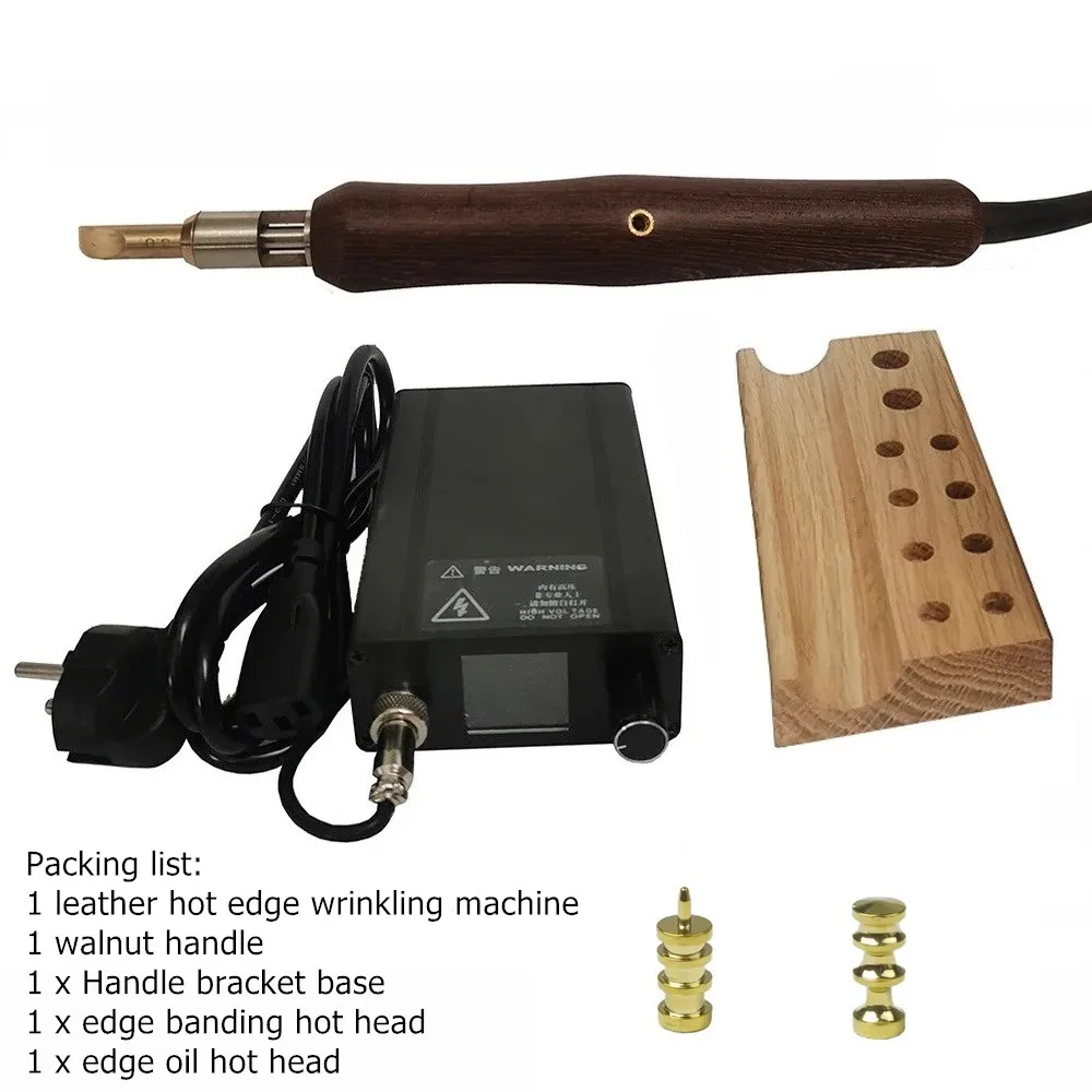 Electric Leather Edge Ironing Machine, Manual Leather Goods Intelligent Temperature Control Edge Wire Press With 2 Brass Tips