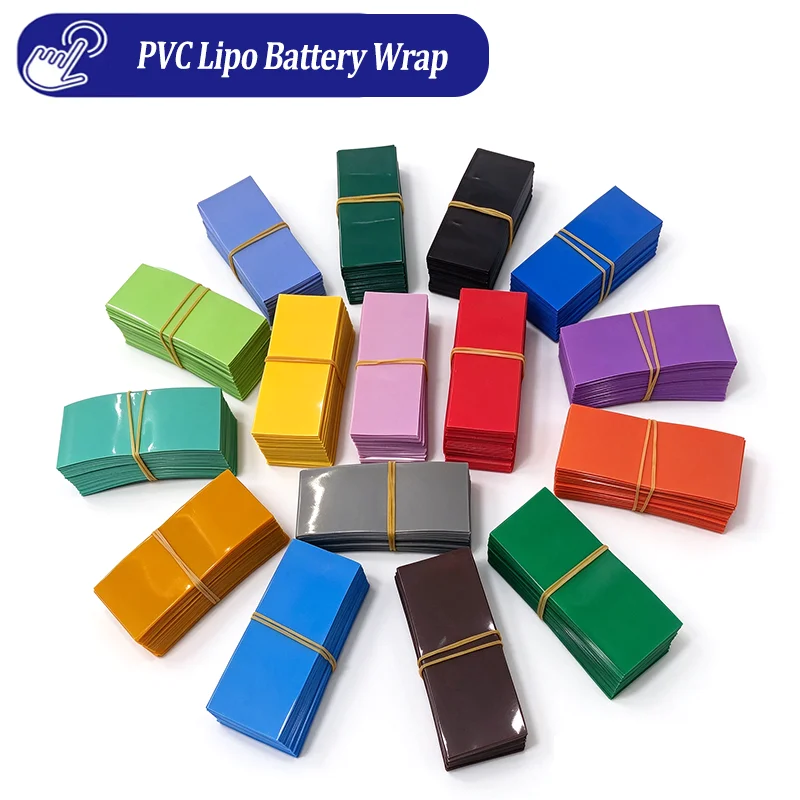 25~2000pcs Flat PVC Heat Shrink Tube Battery Wrap Insulation Sleeve for 18650 21700 26650 Lithium Battery Pack Protection