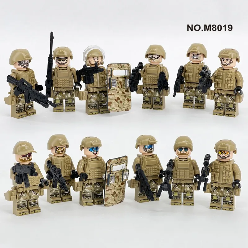 

M8019 M8023 M8084 Desert Soldier Camouflage Special Team Figurine Accessories Small Particles Children's Toys
