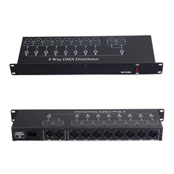 8CH DMX Splitter distributore DMX512 ripetitore di segnale amplificatore di segnale per apparecchiature Dj illuminazione scenica