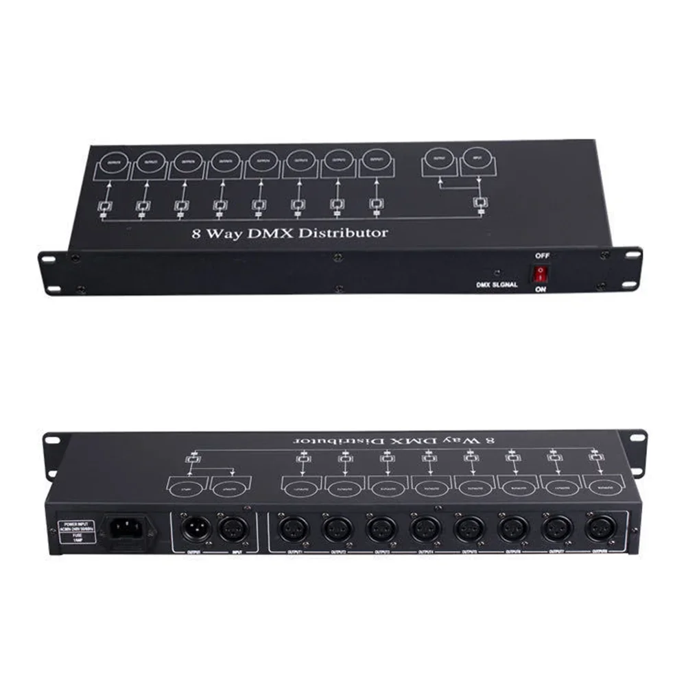 dmx splitter distribuidor dmx512 repetidor de sinal amplificador de sinal para dj equipamentos iluminacao do palco 8ch 01