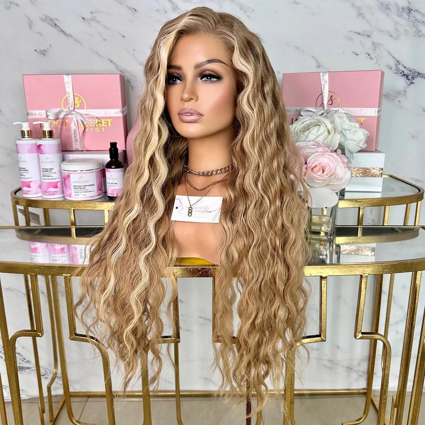 Glueless Lace Front Wig 30" 180% Light Ash Blonde Highlights Curly Wig Loose Deep Wave Frontal Wig HD Invisible Side Part 13x6