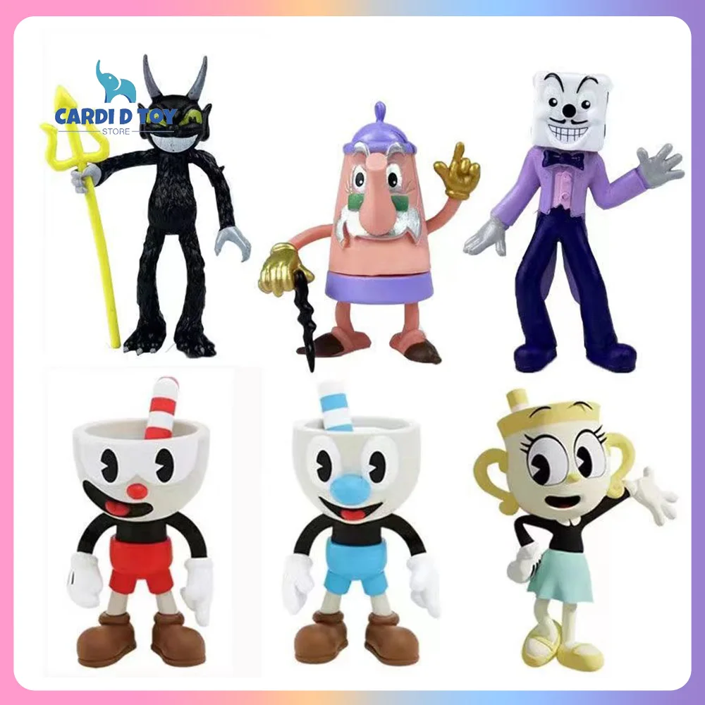 Cuphead Game Action Figure Mugman Cuphead Model Statue Devil Dice Cartoon Anime Figures Anime Peripherals Fashionable Kids Toys