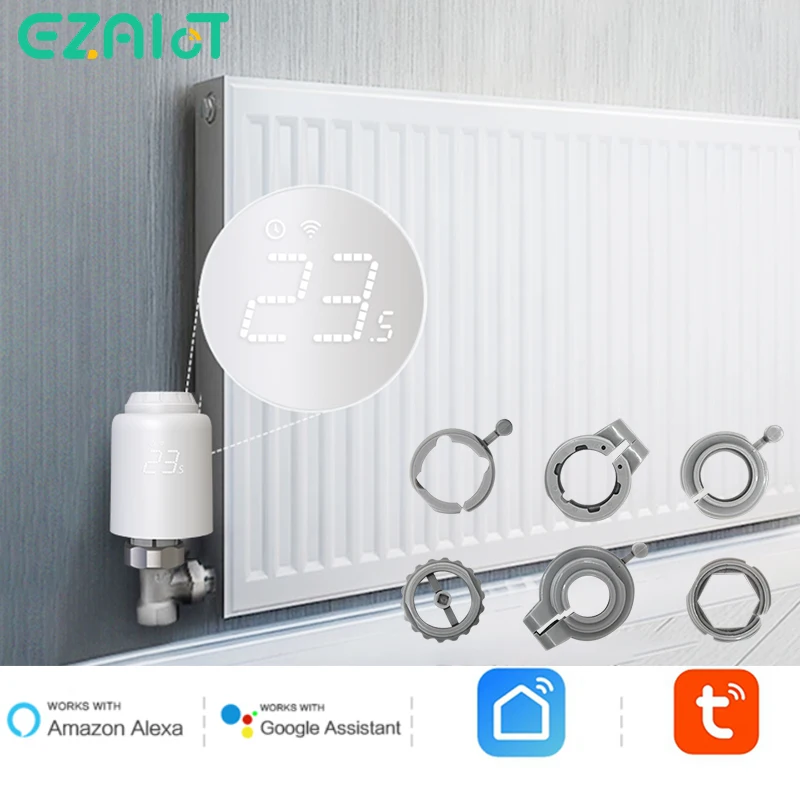 TRV 604 WiFi Tản Nhiệt Van Thông Minh Tuya Nhà Làm Nóng Bình Giữ Nhiệt Thiết Bị Truyền Động Có Thể Lập Trình Bộ Điều Khiển Nhiệt Độ Alexa Google Voice