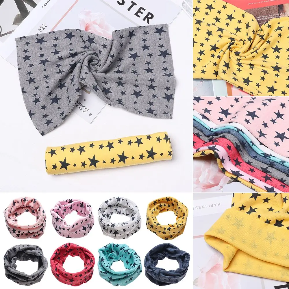 9 Colors Long Scarf Face Bandana Mask Neck Warmer Stars Printed Snood Collar Scarves Children Cotton Scarf