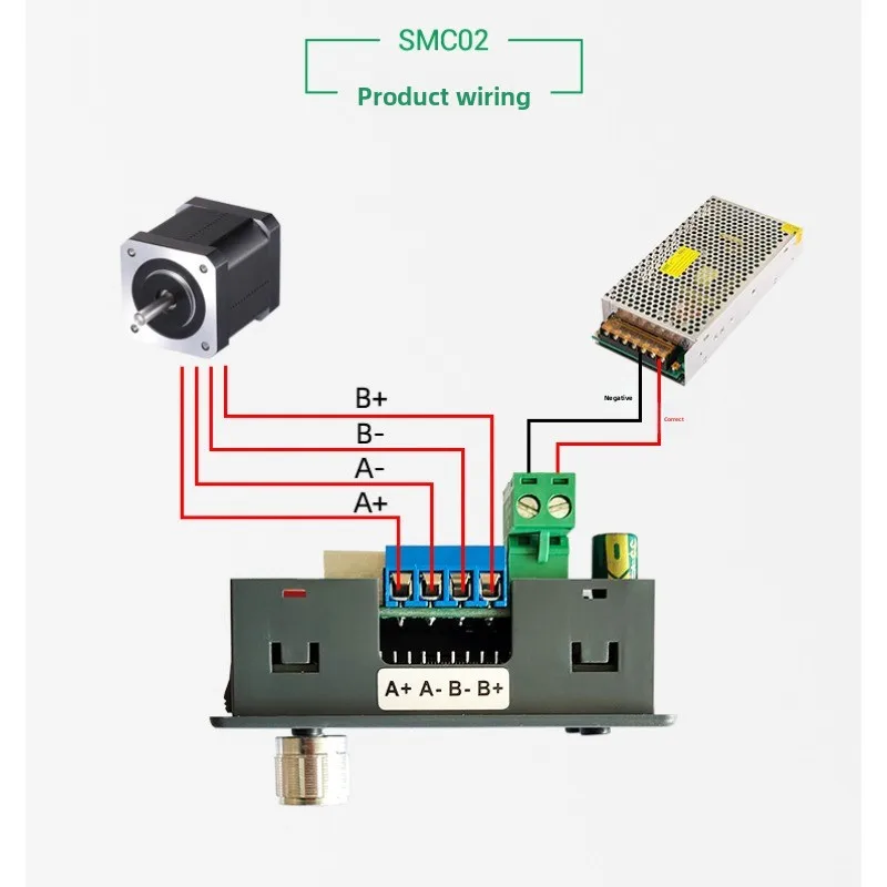 SMC02 All-in-One Stepper Motor Controller Driver for 42/57 Motors, Speed Angle Pulse Control with LCD Display