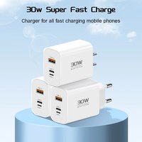 30W USB-C USB-L Charger Three-Port Flash Charging Moblie Phone Head Fit For Mobile Tablet Android For iPhone 15 14