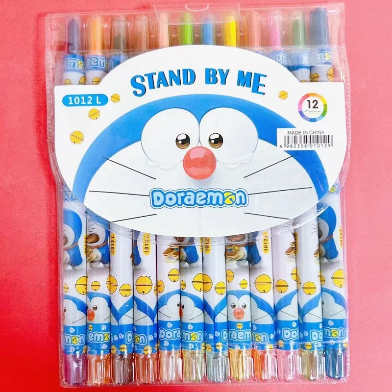 Sanrio Crayon 12 Kleuren Schattige Kuromi Kinderen Cadeau Schilderij Pen Roterend Krijt Olieverfschilderij Stok Lang Krijt Kinderen Cadeau