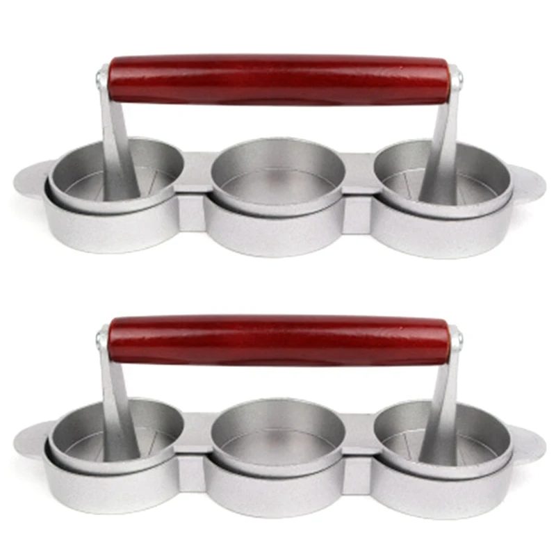 2X Mini Hamburger Presses Nonstick 3 Slot Small Burger Patties Press Triple Beef Burger Maker Mold Machine Meat Kitchen