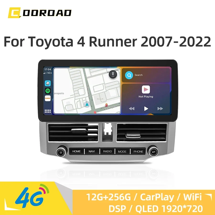 Android 14.0 DSP RDS Stereo Car Radio For Toyota 4 Runner 2007-2022 CarPlay 4G WiFi Bluetooth GPS Navigation Multimedia Player