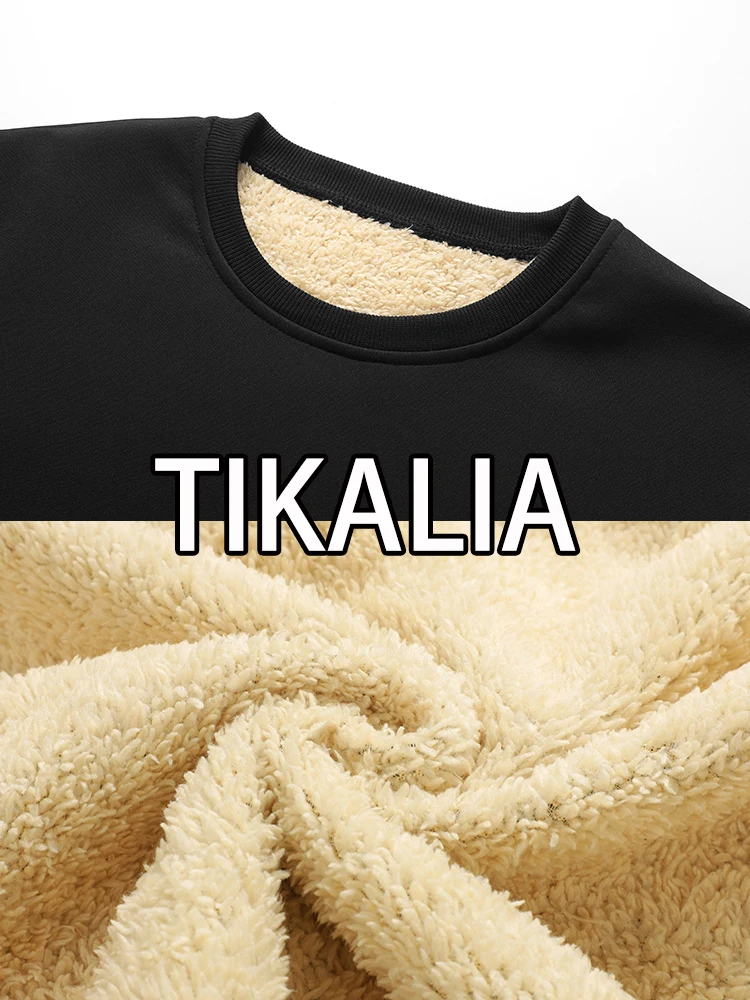 سويت شيرت رجالي مبطن بالصوف بلوفر شتوي دافئ بياقة دائرية سميكة حرارية كاجوال بأكمام طويلة للرياضات الخارجية #6