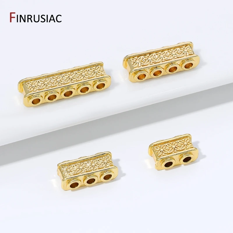 18K Gold Plated Brass Rectangle Shape Spacer Beads For Jewelry,Multi Strand Separator Beads Bars for DIY Bracelet Making Finding view 3