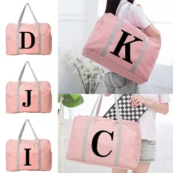 Black Letter Series Travel Bags Unisex Fashion Nylon Foldable Large Capacity Luggage Pack Women Handbag New Men Travel Tote Bags