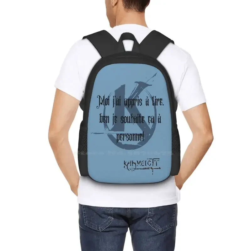 Mochila escolar con frase Kaamelott "La Lecturel!", gran oferta, bolsos de moda, Rey, Arthur, Karadoc, Perceval, película, Humor, divertido, leer