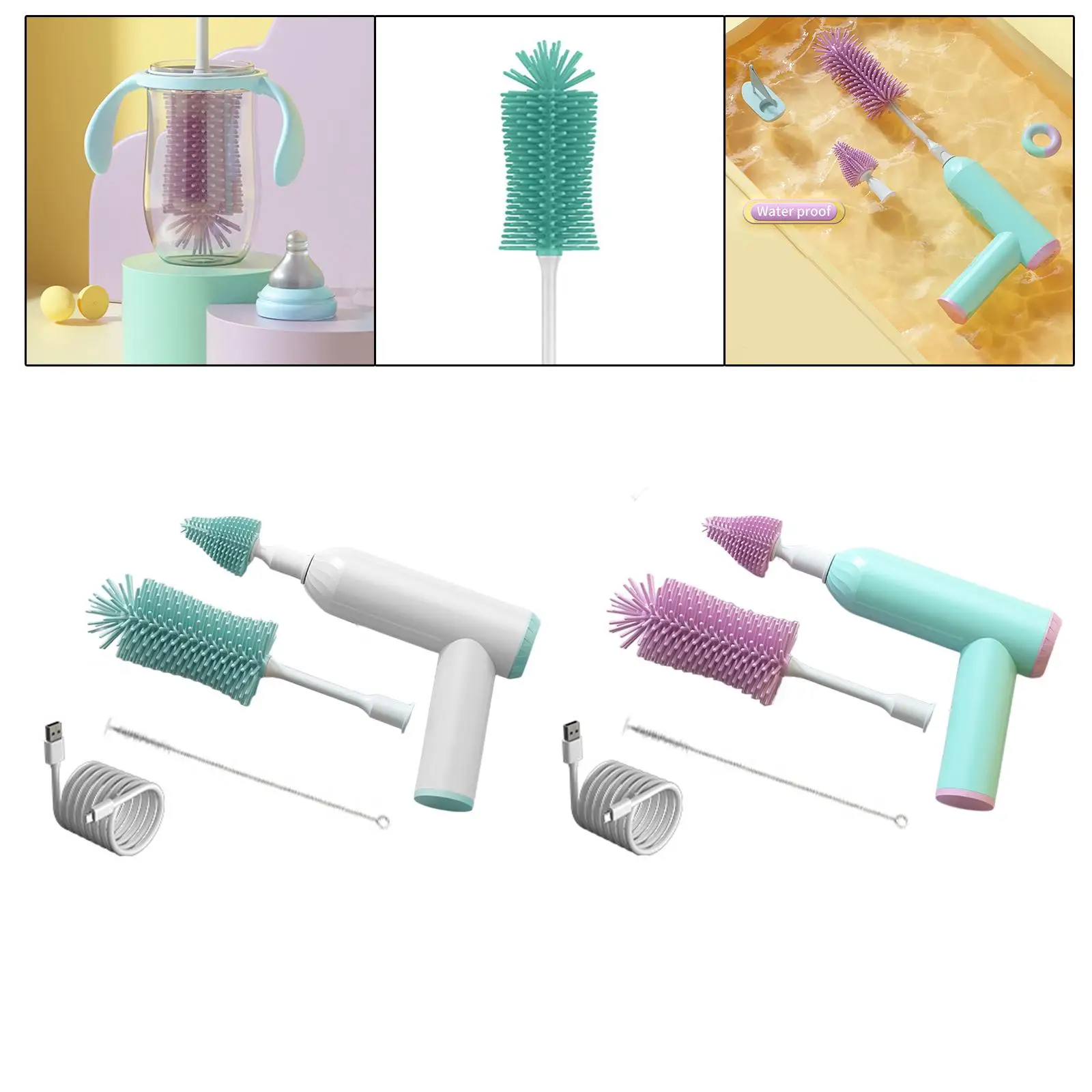 Baby Bottle Brush Portable Electric Bottle Cleaning Brush Electric Bottle Brush for Coffee Mugs Teapot Tumbler Pitcher Bottle