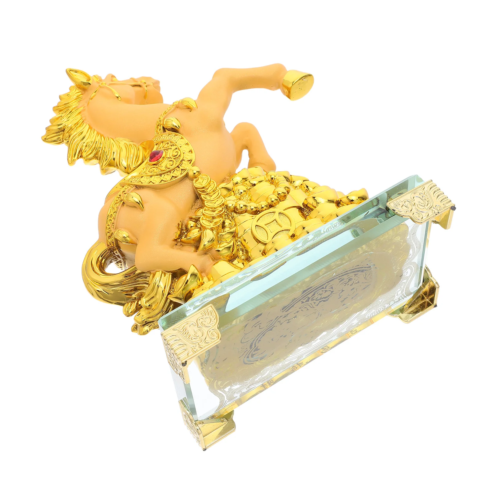 

Golden Horse Statue Chinese Zodiac Resin Desktop Ornament Wealth Decor Home Office Festive Decoration